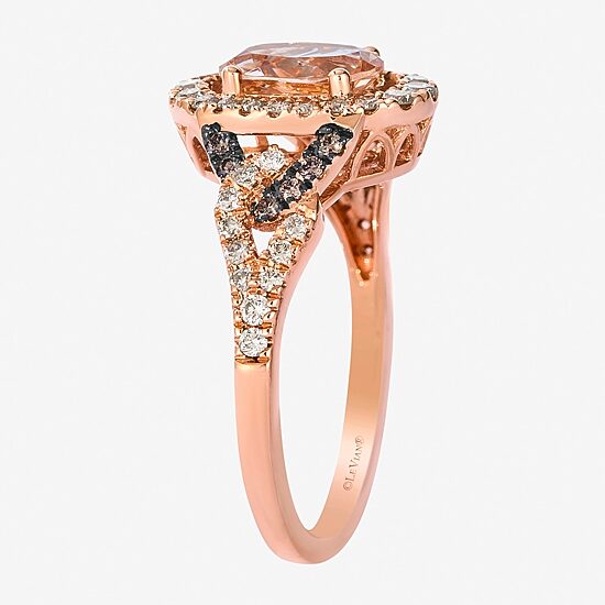Le Vian® Ring featuring 7/8 cts. Peach Morganite™, 3/8 cts. Nude Diamonds™, 1/10 cts. Chocolate Diamonds® set in 14K Strawberry Gold®