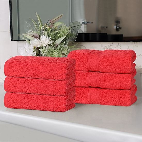SUPERIOR® Chevron Collection | 100% Cotton 6-pc. Solid Hand Towel