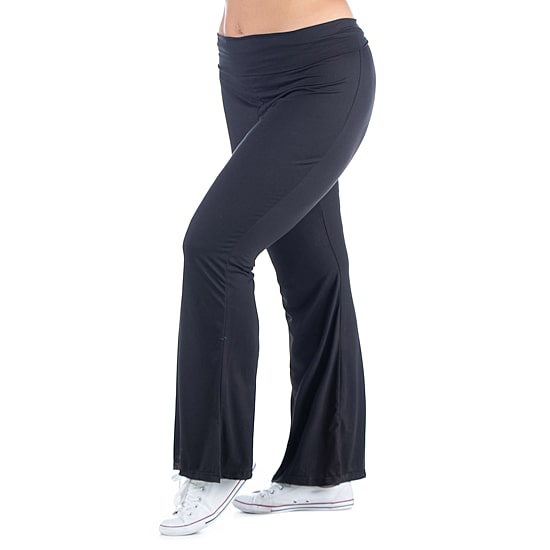 24seven Comfort Apparel Womens Plus Mid Rise Flare Palazzo Pant
