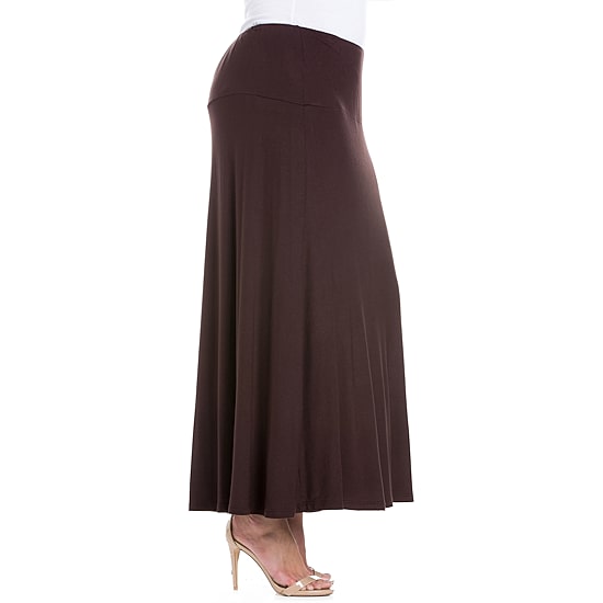24seven Comfort Apparel Womens Plus Mid Rise Stretch Fabric Maxi Skirt