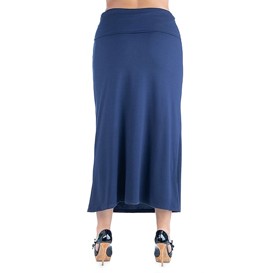 24seven Comfort Apparel Womens Plus Mid Rise Stretch Fabric Maxi Skirt