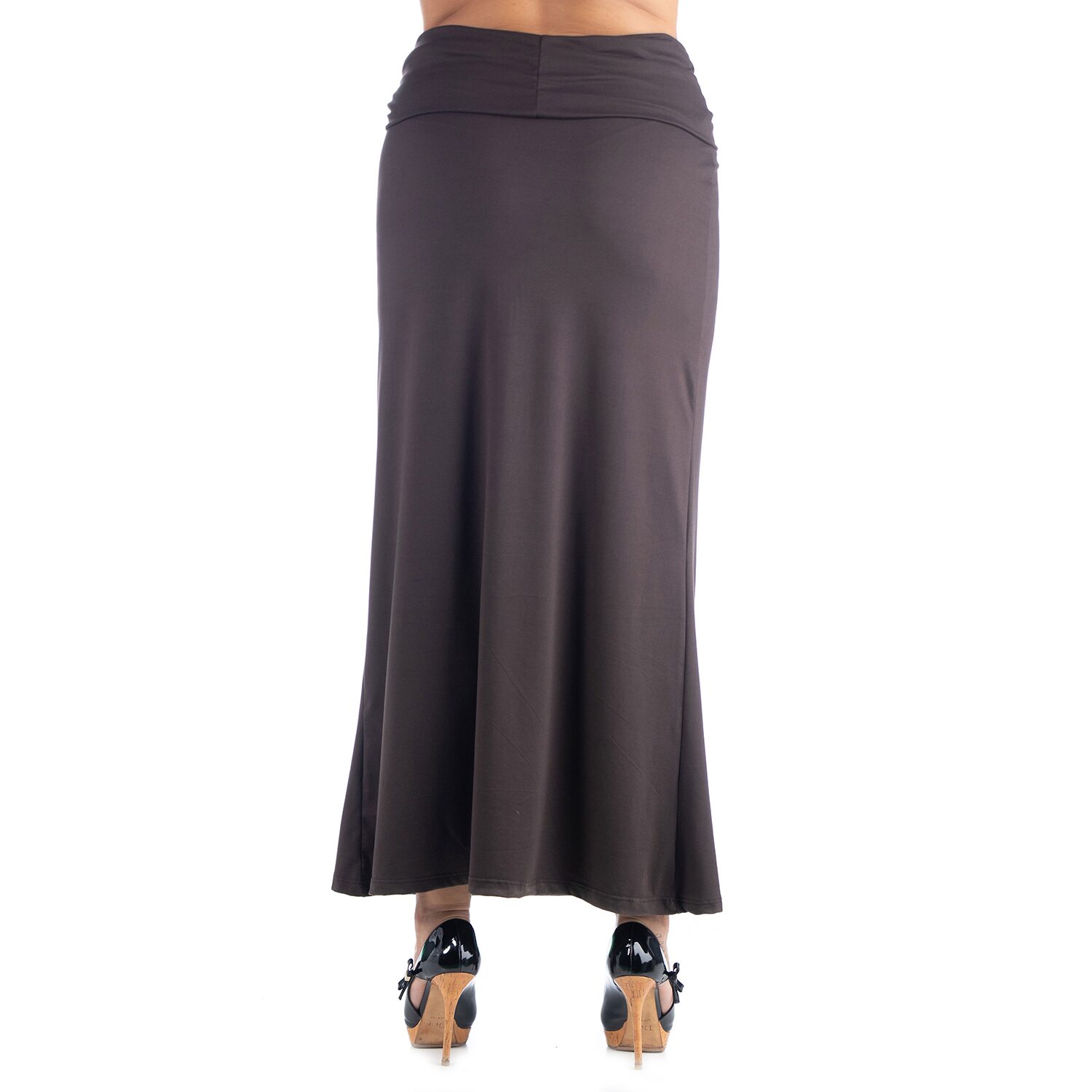 24seven Comfort Apparel Womens Plus Mid Rise Stretch Fabric Maxi Skirt