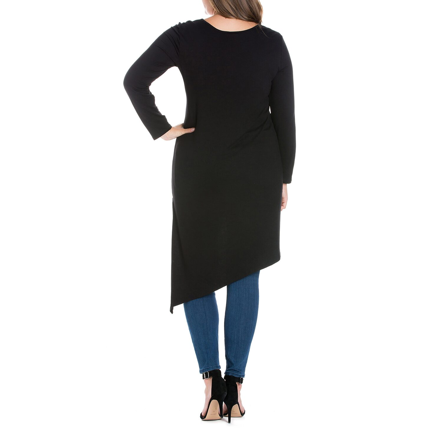 24seven Comfort Apparel Plus Womens Round Neck Long Sleeve Tunic Top