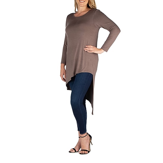 24seven Comfort Apparel Plus Womens Round Neck Long Sleeve Tunic Top