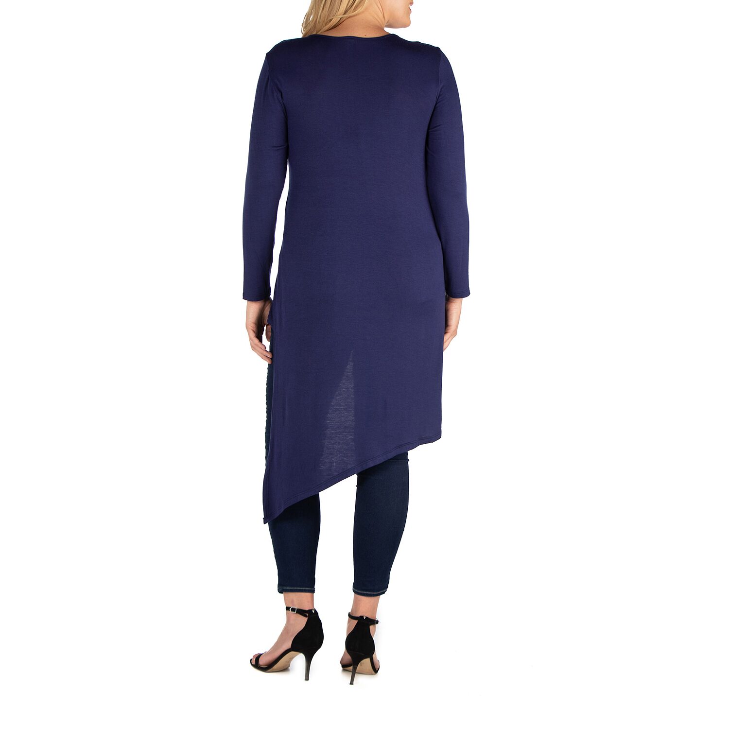 24seven Comfort Apparel Plus Womens Round Neck Long Sleeve Tunic Top