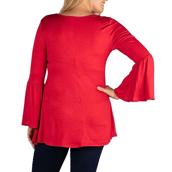 24seven Comfort Apparel Plus Womens Scoop Neck Long Sleeve Tunic Top