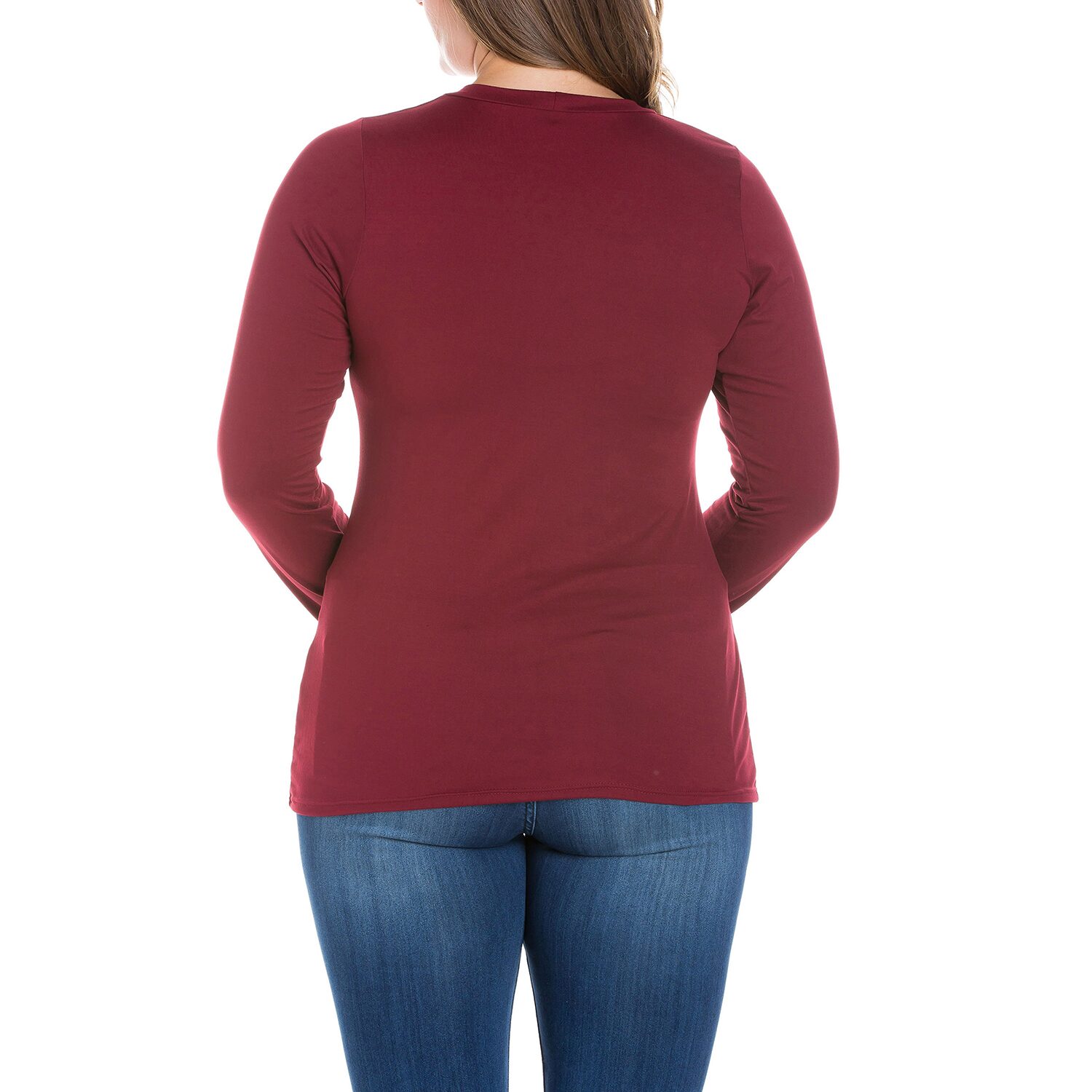 24seven Comfort Apparel Plus Womens Scoop Neck Long Sleeve Tunic Top