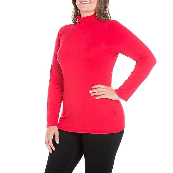 24seven Comfort Apparel Plus Womens Turtleneck Long Sleeve Tunic Top