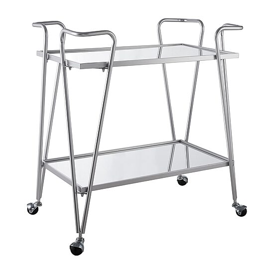 Linon Hera Kitchen And Dining Room Collection Glass-Top Serving Cart