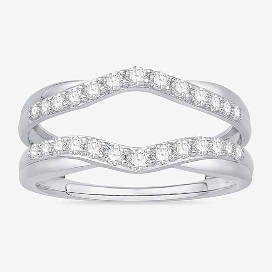 Womens 1/2 CT. T.W. Natural White Diamond 10K Gold Wedding Ring Guard