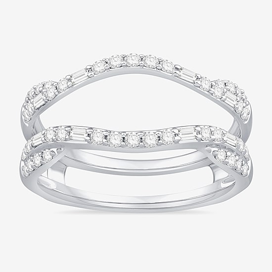 Womens 1/2 CT. T.W. Natural White Diamond 10K Gold Wedding Ring Guard