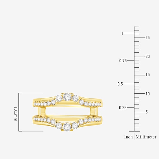 Womens 1/2 CT. T.W. Natural White Diamond 10K Gold Wedding Ring Guard