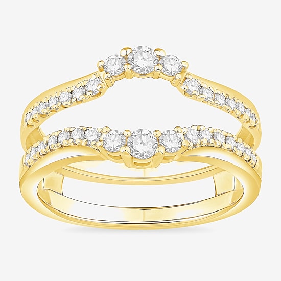 Womens 1/2 CT. T.W. Natural White Diamond 10K Gold Wedding Ring Guard