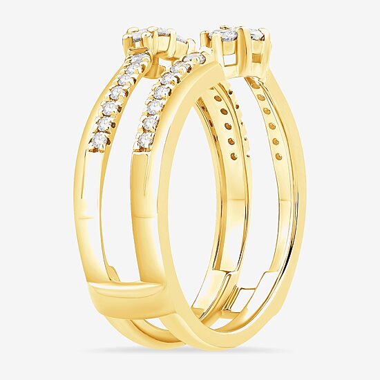 Womens 1/2 CT. T.W. Natural White Diamond 10K Gold Wedding Ring Guard