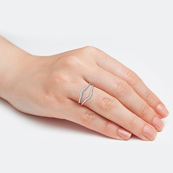 Womens 1/5 CT. Natural White Diamond 10K Gold Wedding Ring Guard