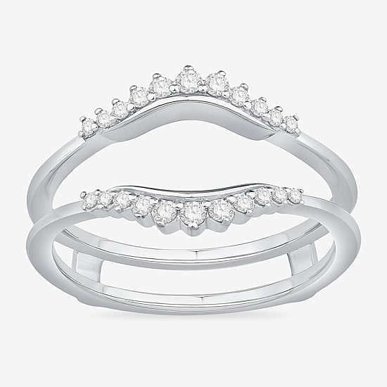 Womens 1/5 CT. Natural White Diamond 10K Gold Wedding Ring Guard