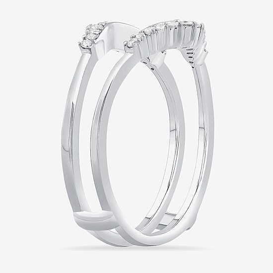Womens 1/5 CT. Natural White Diamond 10K Gold Wedding Ring Guard