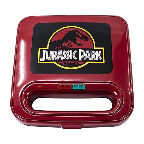 Uncanny Brands Jurassic Park Grilled Cheese Maker- Panini Press and Compact Indoor Grill- Opens 180 Degrees, One Size, Black