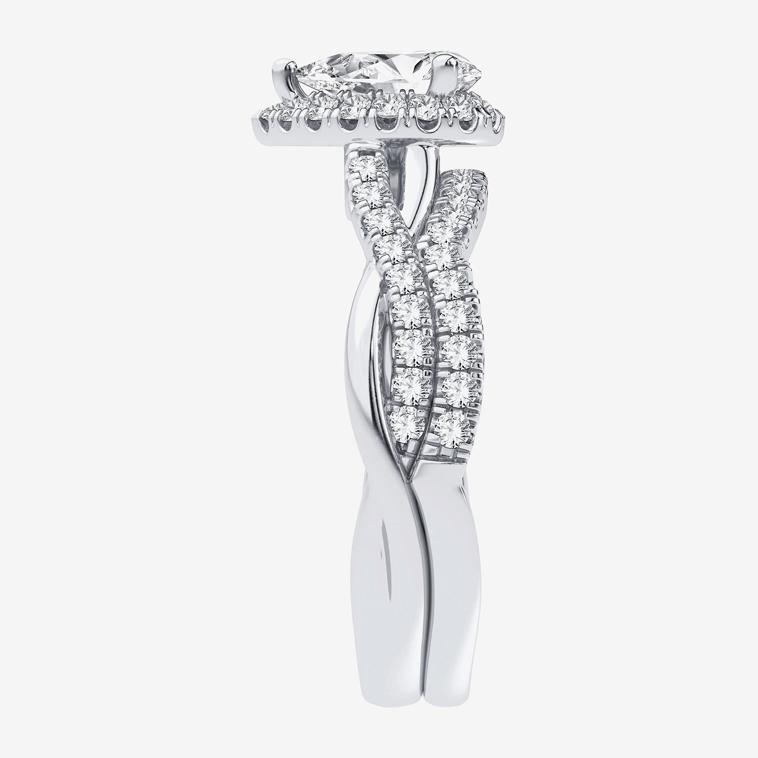 Signature By Modern Bride 1 1/5 CT. T.W. Lab-Grown (H-I / SI1-SI2) Diamond Pear Side Stone Halo Bridal Set 10K or 14K Gold
