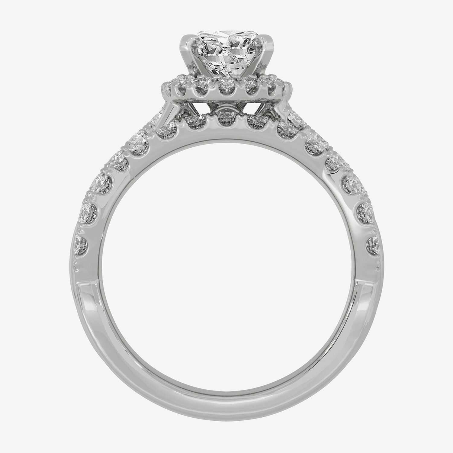 Signature By Modern Bride (H-I / Si1-Si2) Womens /2 CT. T.W. Lab Grown White Diamond 10K Gold Oval Side Stone Halo Bridal Set