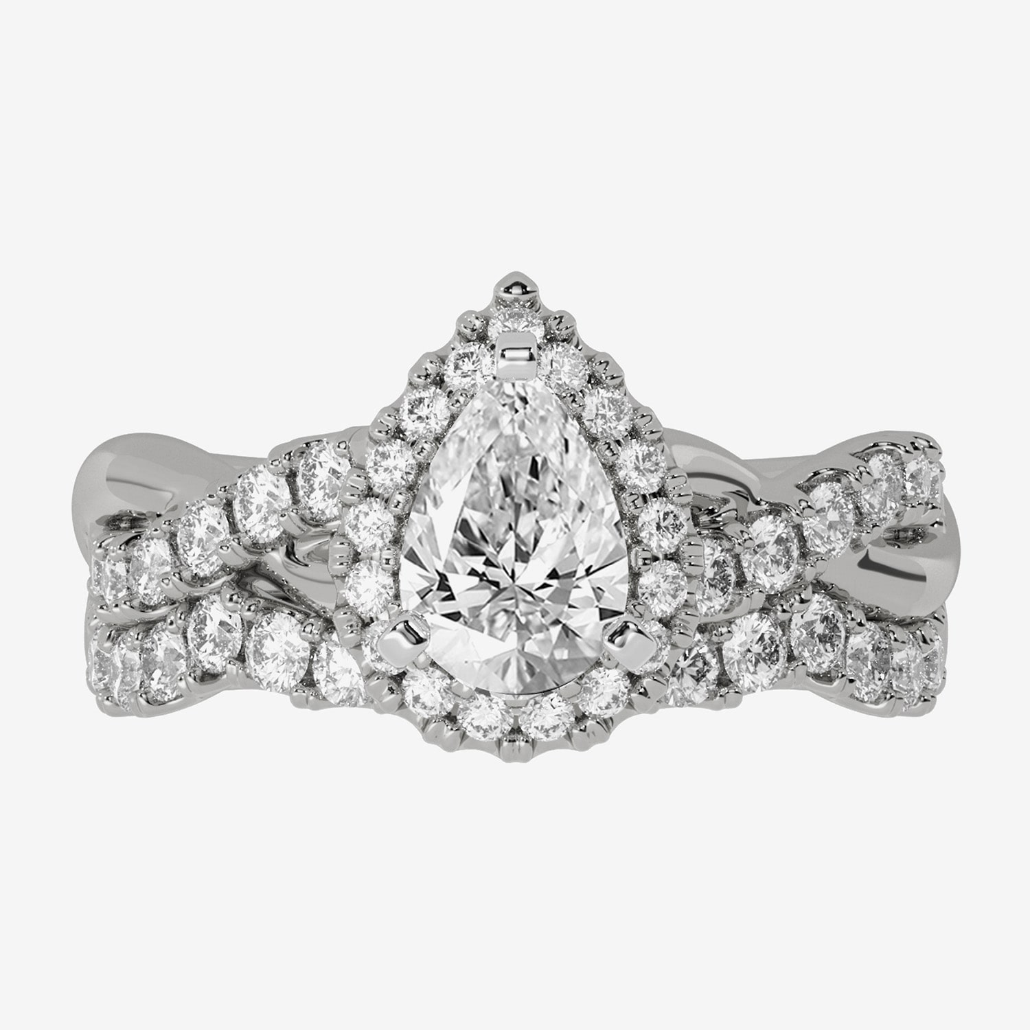Signature By Modern Bride (H-I / Si1-Si2) Womens CT. T.W. Lab Grown White Diamond 10K Gold Pear Side Stone Halo Bridal Set