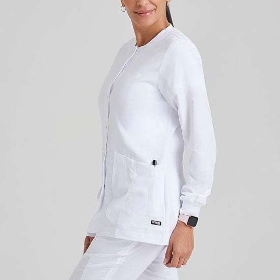 Grey's Anatomy™ by Barco Classic 4450 Jamie 4-Pocket Crewneck Snap-Front Womens Plus Tag Free Scrub Jackets