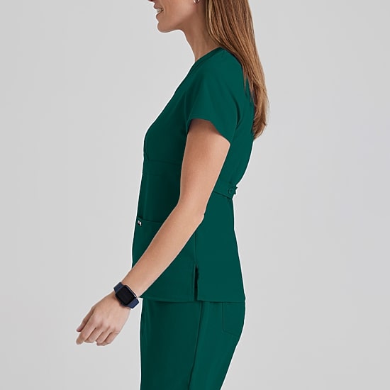 Grey's Anatomy™ by Barco Classic 4153 Riley 3-Pocket Mock Wrap Womens Plus Tall V Neck Short Sleeve Scrub Top