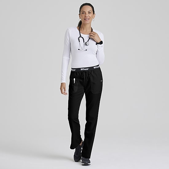 Grey's Anatomy™ by Barco Classic 4275 Aubrey 3-Pocket Low-Rise Flared Leg Womens Plus Tall Moisture Wicking Scrub Pant