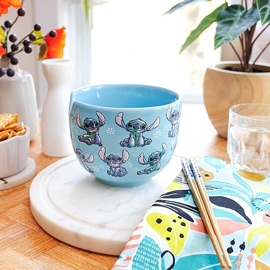 Disney Collection Lilo & Stitch 20 Oz Bowl With Chopsticks 3-pc. Ceramic Dinnerware Set