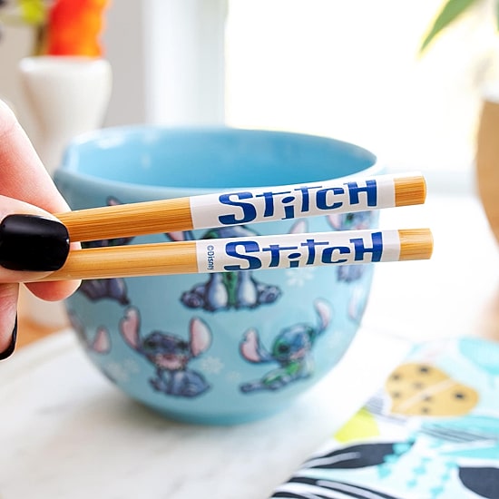 Disney Collection Lilo & Stitch 20 Oz Bowl With Chopsticks 3-pc. Ceramic Dinnerware Set