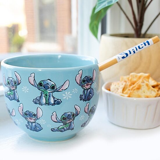Disney Collection Lilo & Stitch 20 Oz Bowl With Chopsticks 3-pc. Ceramic Dinnerware Set