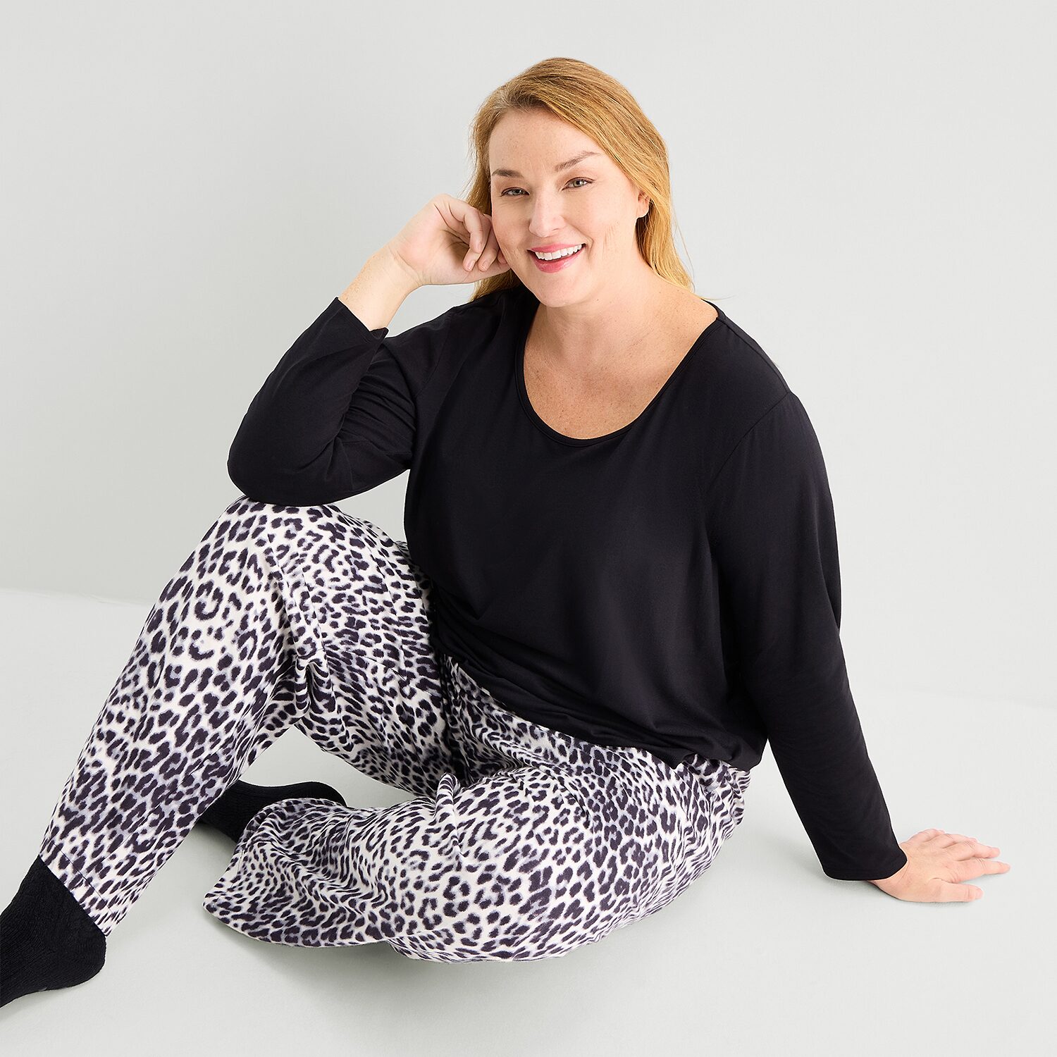 Liz Claiborne Womens Crew Neck Long Sleeve 4-pc. Pajama Set