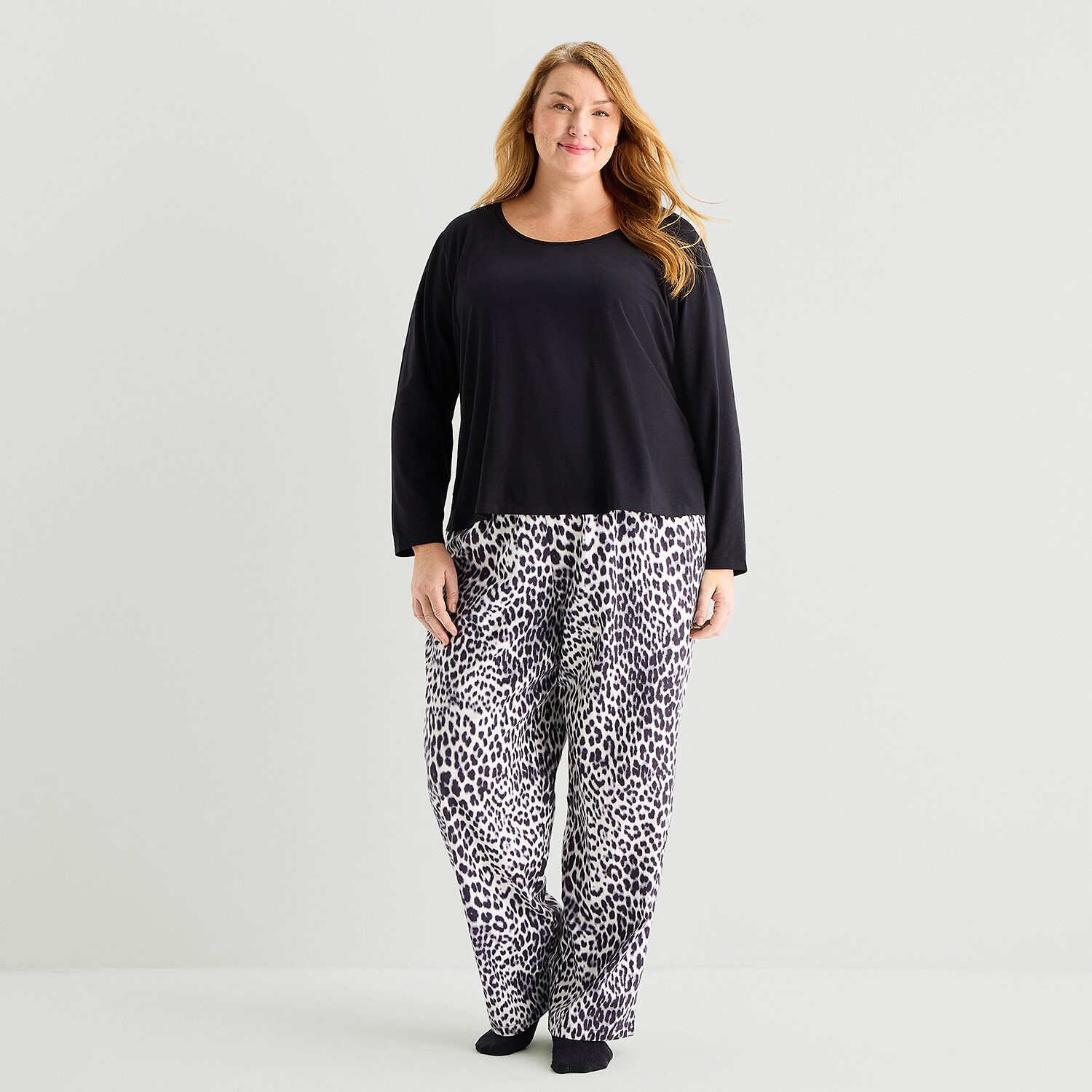 Liz Claiborne Womens Crew Neck Long Sleeve 4-pc. Pajama Set