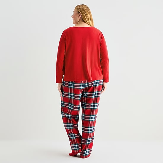 Liz Claiborne Womens Crew Neck Long Sleeve 4-pc. Pajama Set
