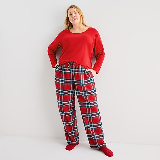 Liz Claiborne Womens Crew Neck Long Sleeve 4-pc. Pajama Set