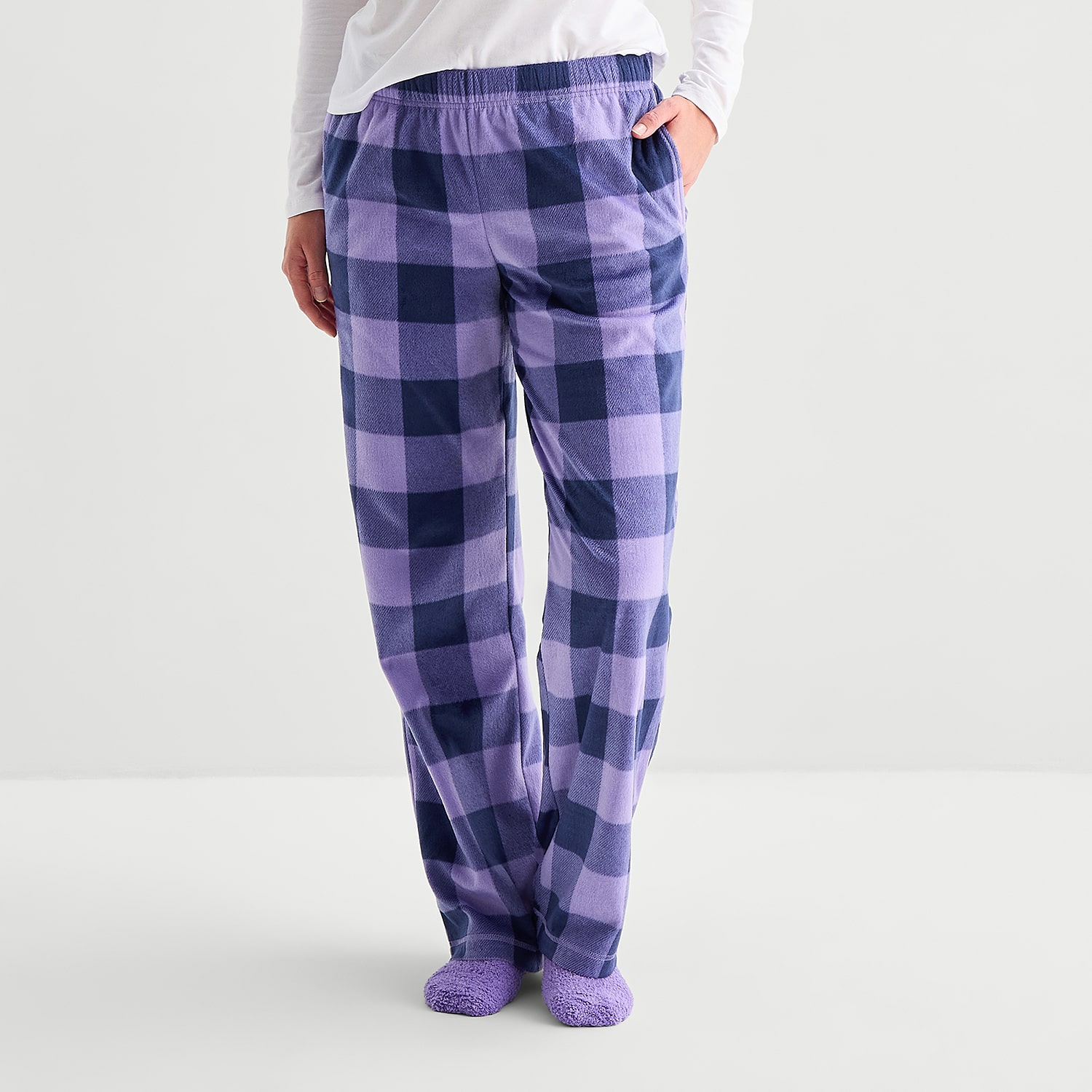 Sleep Chic Womens Fleece Pajama Pants With Sock