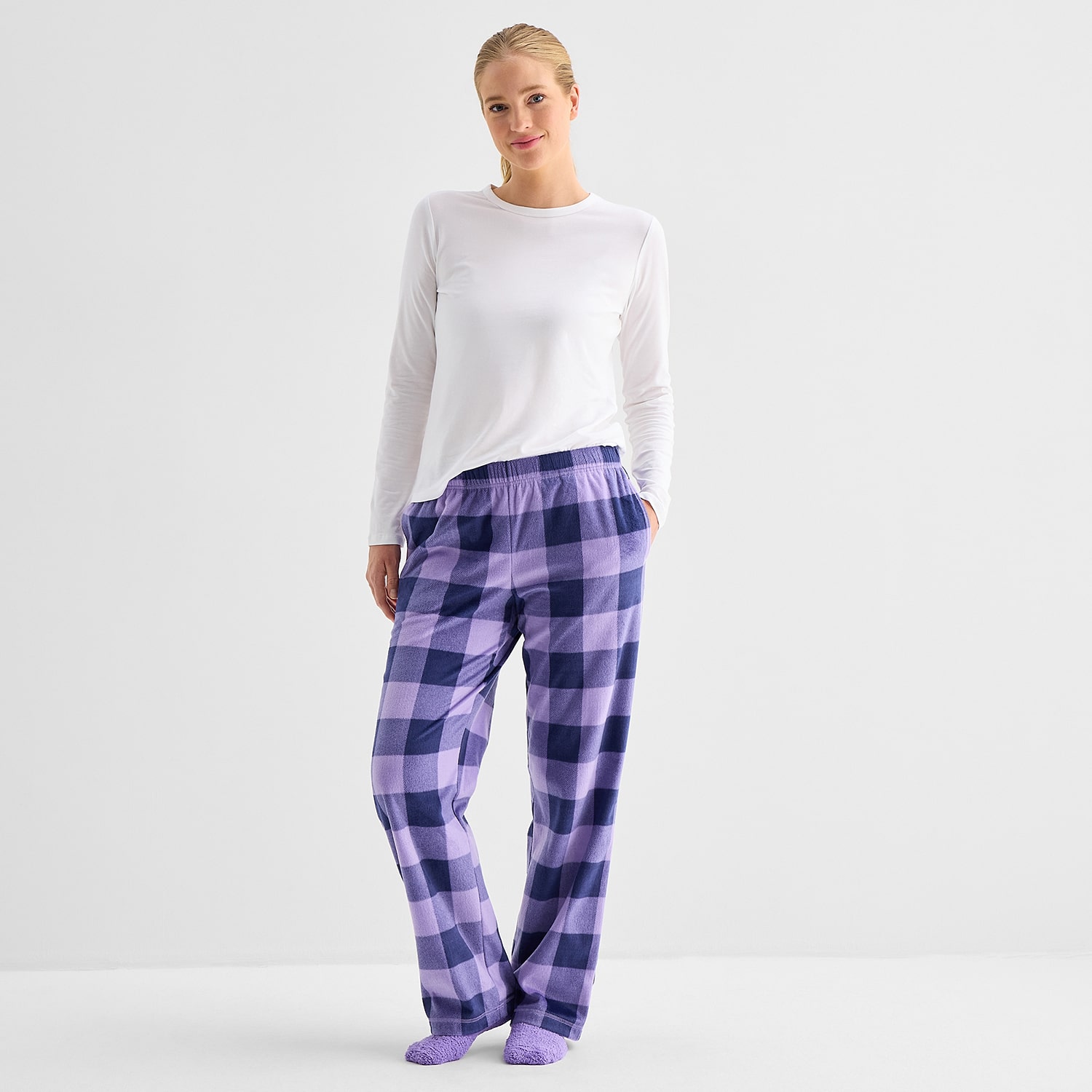 Sleep Chic Womens Fleece Pajama Pants With Sock