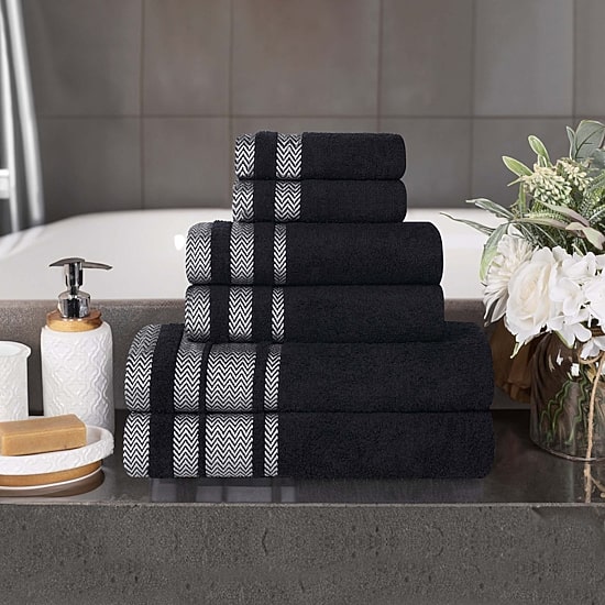 SUPERIOR® Hays Collection | 100% Cotton 6-pc. Quick Dry Solid Bath Towel Set