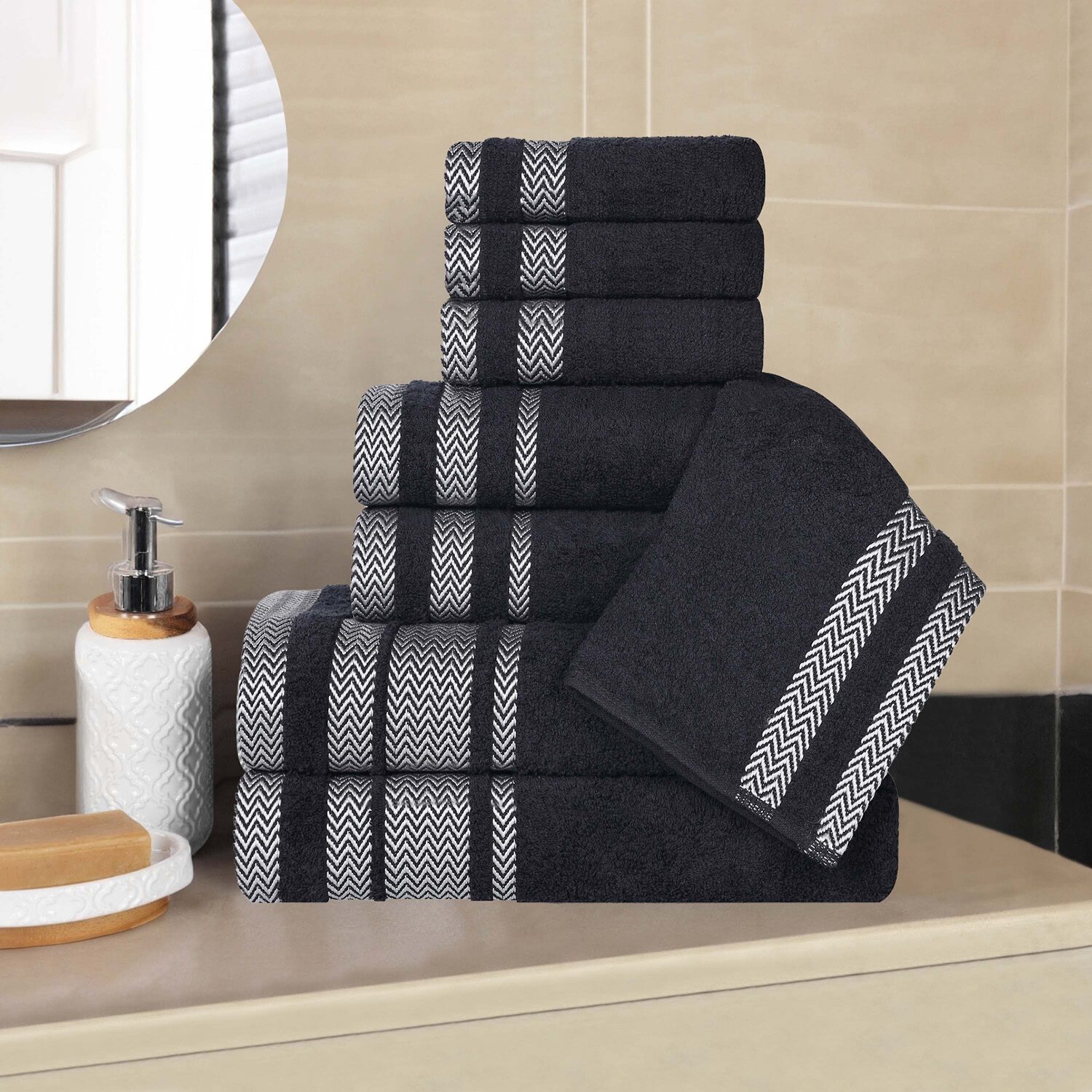 SUPERIOR® Hays Collection | 100% Cotton 8-pc. Quick Dry Solid Bath Towel Set