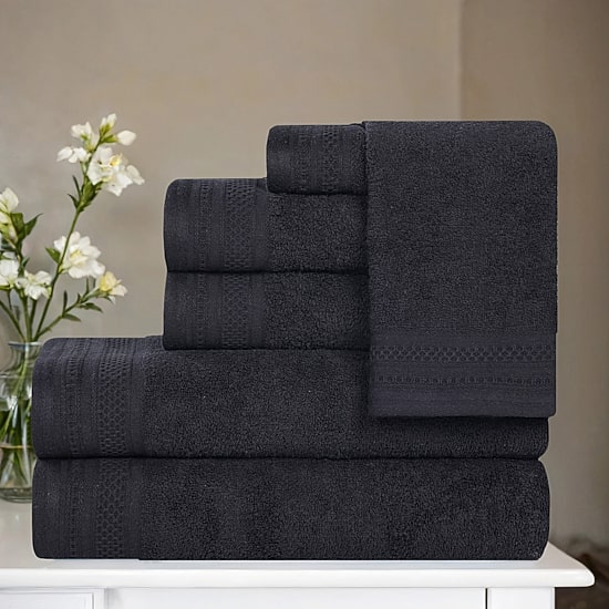SUPERIOR® Honeycomb Collection | 100% Combed Cotton 6-pc. Quick Dry Solid Bath Towel Set