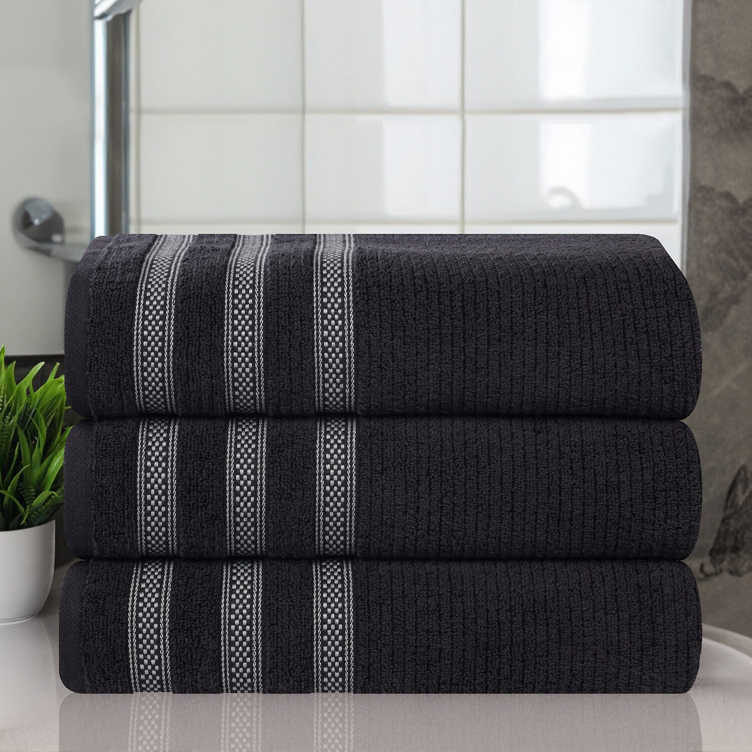SUPERIOR® Brea Collection | 100% Cotton 3-pc. Quick Dry Geometric Bath Towel