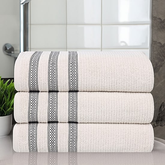 SUPERIOR® Brea Collection | 100% Cotton 3-pc. Quick Dry Geometric Bath Towel