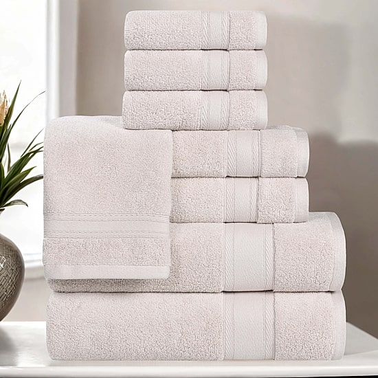 SUPERIOR® Belmont Collection | 100% Cotton 8-pc. Quick Dry Solid Bath Towel Set