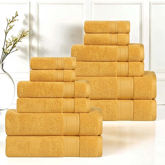SUPERIOR® Belmont Collection | 100% Cotton 12-pc. Quick Dry Solid Bath Towel Set