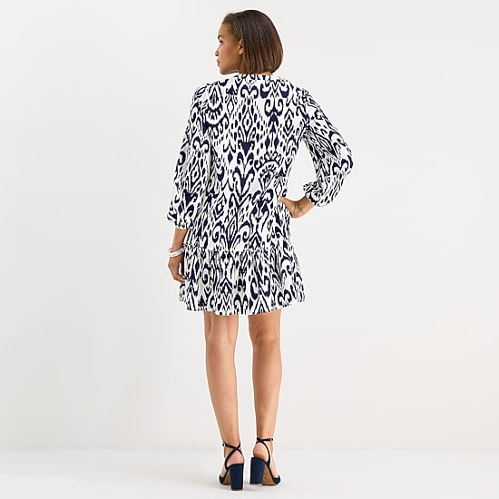 Be by CHETTA B Womens V Neck Long Sleeve Abstract Shift Dress