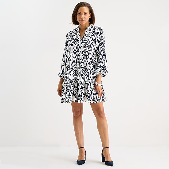 Be by CHETTA B Womens V Neck Long Sleeve Abstract Shift Dress