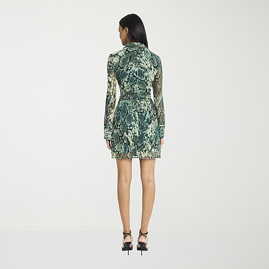 Donna Morgan Womens Long Sleeve Animal Shirt Dress