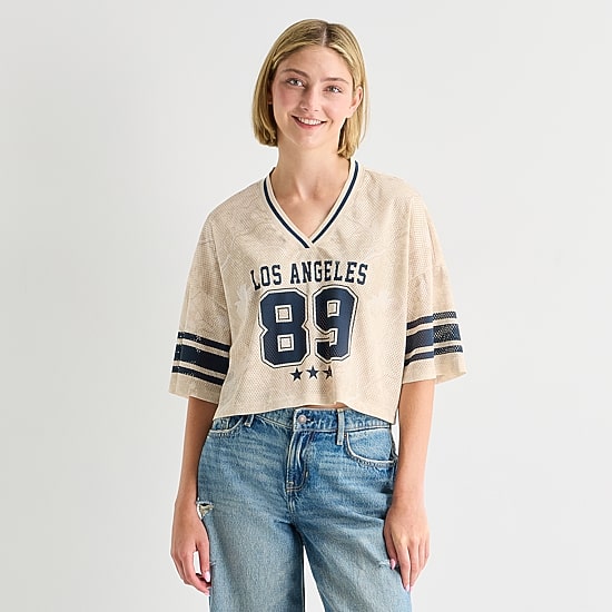 Forever 21 Womens Juniors V Neck Short Sleeve Jersey