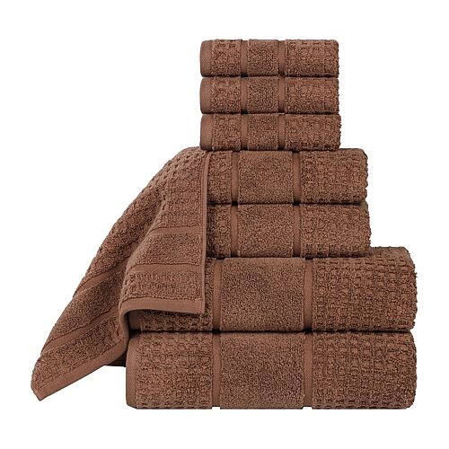SUPERIOR Napa Collection | 100% Cotton 8-pc. Quick Dry Solid Bath Towel Set, One Size, Brown