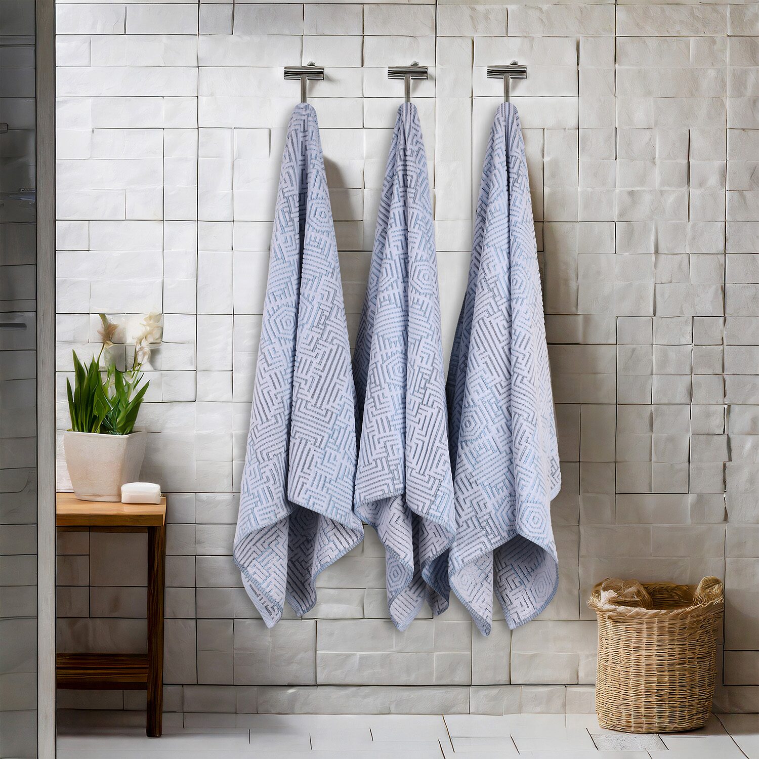 SUPERIOR® Jasper Collection | 100% Cotton 3-pc. Quick Dry Jacquard Bath Towel